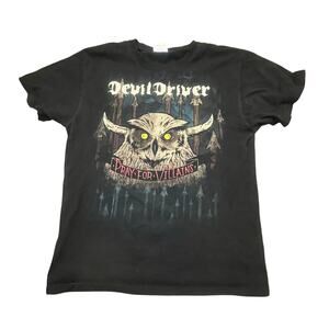 DevilDriver Metal Band Shirt Pray For Villains Graphic Black Men M‎ Short Sleeve